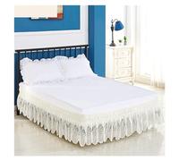 Bed Skirt Jupe de lit à Volants Floraux en Dentelle stéréoscopique Jacquard Craft Eleagnt avec Ceinture élastique Solide -15 Pouces Haut pour la Chambre(Beige-big Floral,Queen 150x200x38cm)