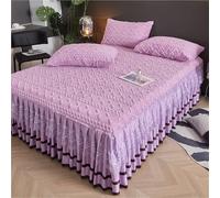 Bed Skirt Queen with 18 inch Drop Thickened Dust Warm Super Soft Velvet Ruffle Mattress Protectors in Winter(Purple,200x220cm)