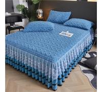 Bed Skirt Queen with 18 inch Drop Thickened Dust Warm Super Soft Velvet Ruffle Mattress Protectors in Winter(Sky Blue,180x200cm)