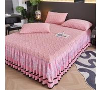 Bed Skirt Queen with 18 inch Drop Thickened Dust Warm Super Soft Velvet Ruffle Mattress Protectors in Winter(Pink,120x200cm)