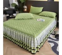 Bed Skirt Queen with 18 inch Drop Thickened Dust Warm Super Soft Velvet Ruffle Mattress Protectors in Winter(Green,180x200cm)
