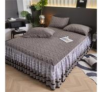 Bed Skirt Queen with 18 inch Drop Thickened Dust Warm Super Soft Velvet Ruffle Mattress Protectors in Winter(Dark Gray,200x220cm)