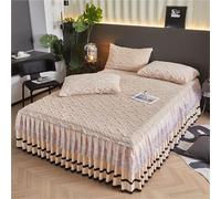 Bed Skirt Queen with 18 inch Drop Thickened Dust Warm Super Soft Velvet Ruffle Mattress Protectors in Winter(Brown,180x220cm)