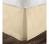 Bed Skirt with Pleated 100% Microfiber, Bed Base Frame Cover Valances, 3 Sided Fabric Base (40cm Drop) Tailored Finish Bed Skirt - Ivory Solid,King Size 150 x 200 Cm.