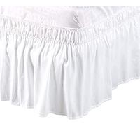 bed skirtValance Sheet,Wrap Around Bed Skirt, Elastic Dust Ruffles Bed Cover Skirt, Bedding Frilled Valance Ruffled Fade & Wrinkle,No Lift Mattress,Three Fabric Sides With 15 Inch Drop Dark Brown Full