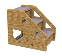 Bed Steps - Rampe de lit portable pour chien et chat, échelle en bois à 3 marches pour chiens de taille moyenne et petite, vieux chats | Échelle pour chien/chat, en bois, antidérapante, pour lits et
