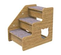Bed Steps - Rampe de lit portable pour chien et chat, échelle en bois à 3 marches pour chiens de taille moyenne et petite, vieux chats | Échelle pour chien/chat, en bois, antidérapante, pour lits et