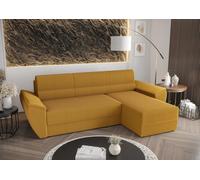 BEDANTE Canapé d'angle L REBI L2 Poso 01 Orange droite avec fonction sommeil Forme L, Canapé avec espace de rangement, coffre de lit, Canapé de salon, Canapé, Canapé-lit