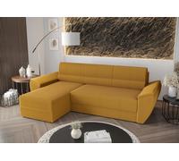 BEDANTE Canapé d'angle L REBI L2 Poso 01 Orange Gauche avec fonction sommeil Forme L, Canapé avec espace de rangement, coffre de lit, Canapé de salon, Canapé, Canapé-lit