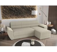 BEDANTE Canapé d'angle L REBI L2 Poso 100 Beige Droite avec fonction sommeil Forme L, Canapé avec espace de rangement, coffre de lit, Canapé de salon, Canapé, Canapé-lit