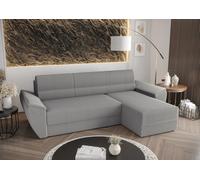 BEDANTE Canapé d'angle L REBI L2 Poso 110 Gris clair à droite avec fonction sommeil Forme L, Canapé avec espace de rangement, coffre de lit, Canapé de salon, Canapé, Canapé, Canapé-lit