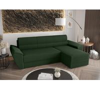 BEDANTE Canapé d'angle L REBI L2 Poso 14 Vert droite avec fonction sommeil Forme L, Canapé avec espace de rangement, coffre de lit, Canapé de salon, Canapé, Canapé-lit