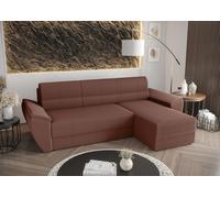 BEDANTE Canapé d'angle L REBI L2 Poso 29 corail droite avec fonction sommeil forme L, canapé avec espace de rangement, coffre de lit, canapé de salon, canapé, canapé-lit