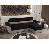BEDANTE Canapé d'angle L REBI L2 Rainbow 15/83 Noir/Beige droite avec fonction sommeil Forme L, Canapé avec rangement, coffre de lit, Canapé de salon, Canapé, Canapé, Canapé-lit