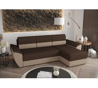BEDANTE Canapé d'angle L REBI L2 Rainbow 20/05 brun/beige droite avec fonction sommeil forme L, canapé avec espace de rangement, coffre de lit, canapé de salon, canapé, canapé-lit
