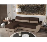 BEDANTE Canapé d'angle L REBI L2 Rainbow 20/05 Marron/Beige Gauche avec fonction sommeil Forme L, Canapé avec espace de rangement, coffre de lit, Canapé de salon, Canapé, Canapé-lit