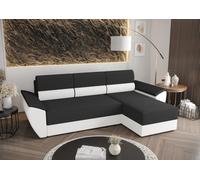 BEDANTE Canapé d'angle L REBI L2 Rainbow 27/31 Gris/Blanc droite avec fonction sommeil Forme L, Canapé avec espace de rangement, coffre de lit, Canapé de salon, Canapé, Canapé-lit