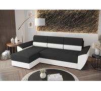 BEDANTE Canapé d'angle L REBI L2 Rainbow 27/31 Gris/Blanc Gauche avec fonction sommeil Forme L, Canapé avec espace de rangement, coffre de lit, Canapé de salon, Canapé, Canapé-lit