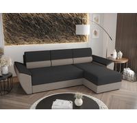 BEDANTE Canapé d'angle L REBI L2 Rainbow 27/83 Gris/Beige droite avec fonction sommeil Forme L, Canapé avec espace de rangement, coffre de lit, Canapé de salon, Canapé, Canapé, Canapé-lit