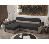 BEDANTE Canapé d'angle L REBI L3 Rainbow 27/83 gauche avec fonction sommeil, Gris/Beige, Forme en L, Canapé avec espace de rangement, coffre de lit, Canapé de salon, Canapé, Canapé-lit