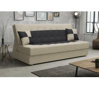 BEDANTE SOFA POLO avec fonction sommeil SAWANA 00+14 Beige/Noir avec coffre de rangement Canapé salon Canapé-lit Coffre de rangement Canapé-lit