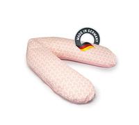 bedara Coussin d'allaitement, avec rembourrage en micro-perles, 190 cm, en coton, coussin de positionnement à serrer (flamant rose, 190 cm courbé)