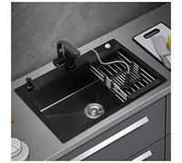 BEdaw Évier de Cuisine En Acier Inoxydable 304, Fait À La Main, Évier de Bar À Une Seule Cuve, Évier Carré Nano Pour Camping-Car Avec Robinet Et Kit de Drainage, Montage Sur Le Dessus Ou Sous Le Com