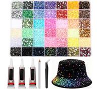 Bedazzler Kit, 32 000 pièces de strass en résine pour éblouir, 42 couleurs, kit éblouissant à dos plat avec 3 pièces de colle 10 ml pour les travaux manuels nail art, le livre maquillage, la
