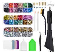 Bedazzler Kit avec Strass, applicateur de pierres précieuses fixes chaud stylo peinture au diamant, stylo cire, pince à épiler, plateau, chiffon de nettoyage, 28 couleurs strass cristaux