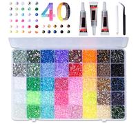 Bedazzler Kit de 32 000 pièces avec colle - 40 couleurs - 3 mm - Strass colorés à dos plat - Pour bricolage - Décoration d'ongles - Maquillage du visage