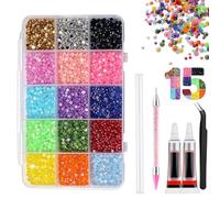 Bedazzler Kit de pierres à paillettes avec colle - 15 couleurs de strass
