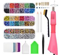 Bedazzler Kit de strass, applicateur de pierres précieuses fixes à chaud, stylo de peinture, stylo de cire, pincette, plateau, brosse de nettoyage, chiffon de nettoyage, 28 couleurs de strass pour