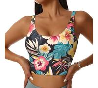 BedBliss Brassière de sport pour femme - Débardeur court de yoga pour l'exercice, l'athlétisme, la course à pied, le cyclisme, la salle de sport, Fleur colorée 18, S