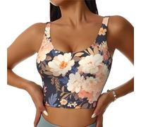 BedBliss Brassière de sport pour femme - Débardeur court de yoga pour l'exercice, l'athlétisme, la course à pied, le cyclisme, la salle de sport, Fleur 13, S