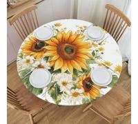 Bedbliss Nappe ronde à imprimé tournesol avec bord élastique réutilisable pour la cuisine, le pique-nique, la patrie et l'intérieur