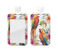 Bedbliss Porte-badge coulissant imprimé fleurs et oiseaux - Porte-badge de travail - Protection verticale - Cadeau de bureau