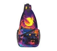 Bedbliss Sac à dos à bandoulière - Sac à dos à bandoulière - Sac de poitrine - Sac de sport - Voyage -, Loup coloré fluo 10, 19x9x39cm