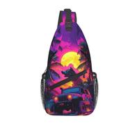 Bedbliss Sac à dos à bandoulière - Sac à dos à bandoulière - Sac de poitrine - Sac de sport - Voyage -, Neon Colorful Wolf 8, 19x9x39cm