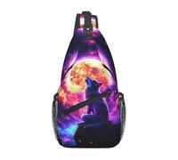 Bedbliss Sac à dos à bandoulière - Sac à dos à bandoulière - Sac de poitrine - Sac de sport - Voyage -, Purple Wolf 5, 19x9x39cm