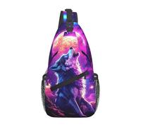 Bedbliss Sac à dos à bandoulière - Sac à dos à bandoulière - Sac de poitrine - Sac de sport - Voyage -, Purple Wolf 6, 19x9x39cm