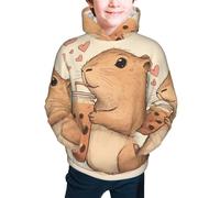 Bedbliss Sweat à capuche avec poche pour jeunes garçons et filles, Boire du Capybara 10, 14-16 ans