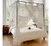 BedCanopy4PosterMosquitoNet & FabricCurtain for GirlsandAdultsDreamyBedroomDecorforTwinFullQueenBedsIdealforKids'Rooms