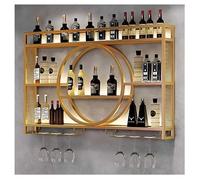 BEDCKCC Porte-Bouteilles Muraux Industriels avec Porte-Verre, Étagère À Vin en Métal Support Métallique Ajustable, Finition Mate, pour Cuisine Et Salle à Manger
