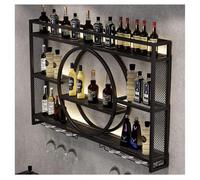 BEDCKCC Porte-Bouteilles Muraux Industriels avec Porte-Verre, Étagère À Vin en Métal Support Métallique Ajustable, Finition Mate, pour Cuisine Et Salle à Manger