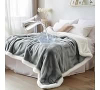 Bedding Aid Couverture en polaire Sherpa - Réversible, imperméable et anti-fuite, confort sans désordre pour les nuits humides et les moments intimes (gris velours/blanc nuage, grand lit, 228,6 x