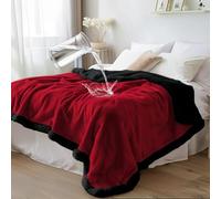 Bedding Aid - Couverture imperméable avec polaire sherpa - Double face, anti-taches et protection contre l'humidité, parfaite pour l'intimité et les nuits d'amour (Rouge velours/Noir obsidienne, King