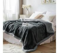 Bedding Aid Couverture imperméable double face en polaire confortable, sans désordre, anti-fuite, anti-taches et imperméable (gris anthracite/gris argenté, 216,5 x 228,6 cm)