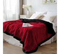 Bedding Aid Couverture sherpa imperméable - Polaire confortable double face, anti-déversement et anti-taches, parfaite pour l'intimité et les situations humides (rouge velours/noir obsidienne, 165 x