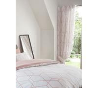 Bedding & Beyond - Rideaux doublés "Metro", design géométrique Lot de 2 AG424 (longueur rideau : 137,16 cm x largeur rideau : 167,64 cm) (rose clair/blanc)