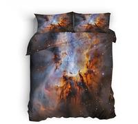 Bedding Housses de Couette 220x260 cm 2 Taie d'oreiller 50x75 cm 3D Impression Recto Verso Motif NéBuleuse éToiles Univers Parure de Lit Literie Microfibre Fermeture éclair Sangles d'angle Fixes